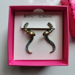 Betsy Johnson pave crystal snake earrings